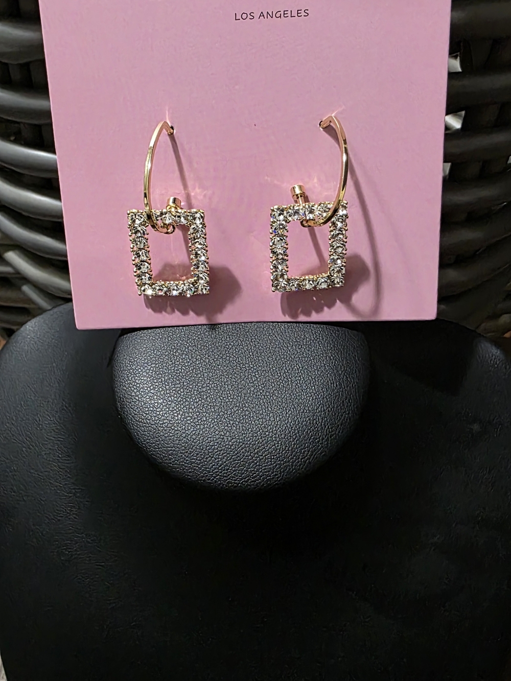 18k Plated Cubic Zirconia Square Hoop Earrings - Gold Tone